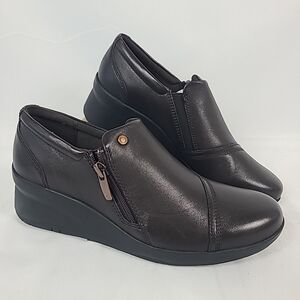 NEW Clarks Women's Suttyn Zip Chocolate Leather Shoes Sz 7.5 NIB (26180146)